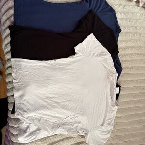 Set of Three T-Shirts in White, Black, and Blue